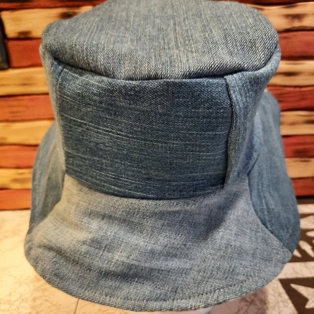 Handmade denim patch scrap Bucket Hat M sustainable